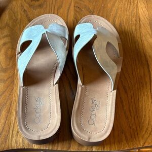 Corkys Women's Sandals with Tan and Silver Accents